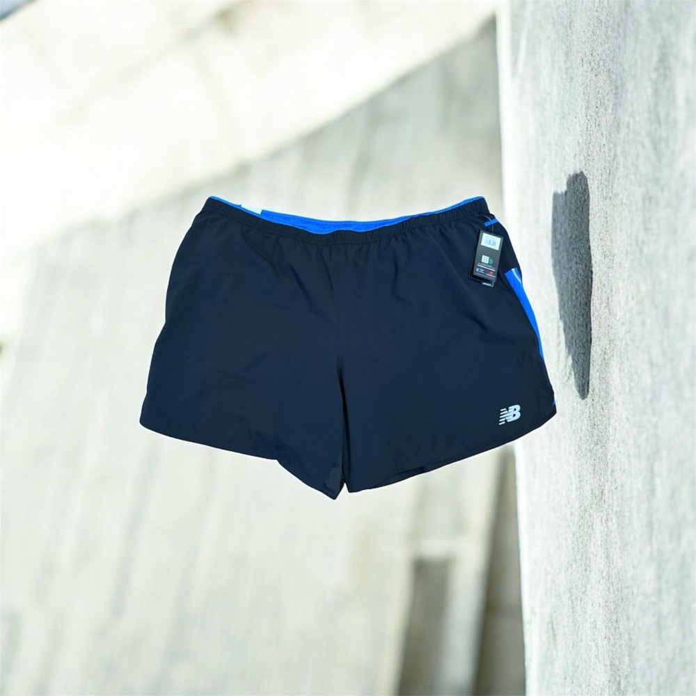 New Balance Men's Black and Blue Athletic Shorts